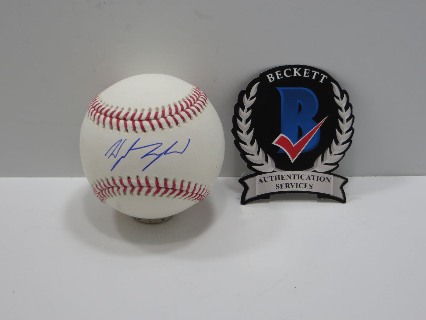 WYATT LANGFORD TEXAS RANGERS SIGNED RAWLINGS OML BASEBALL BAS COA