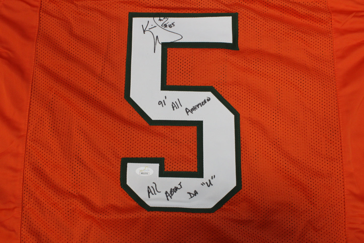 KEVIN WILLIAMS MIAMI HURRICANES SIGNED JERSEY w/INSCs Dallas Cowboys XL BAS