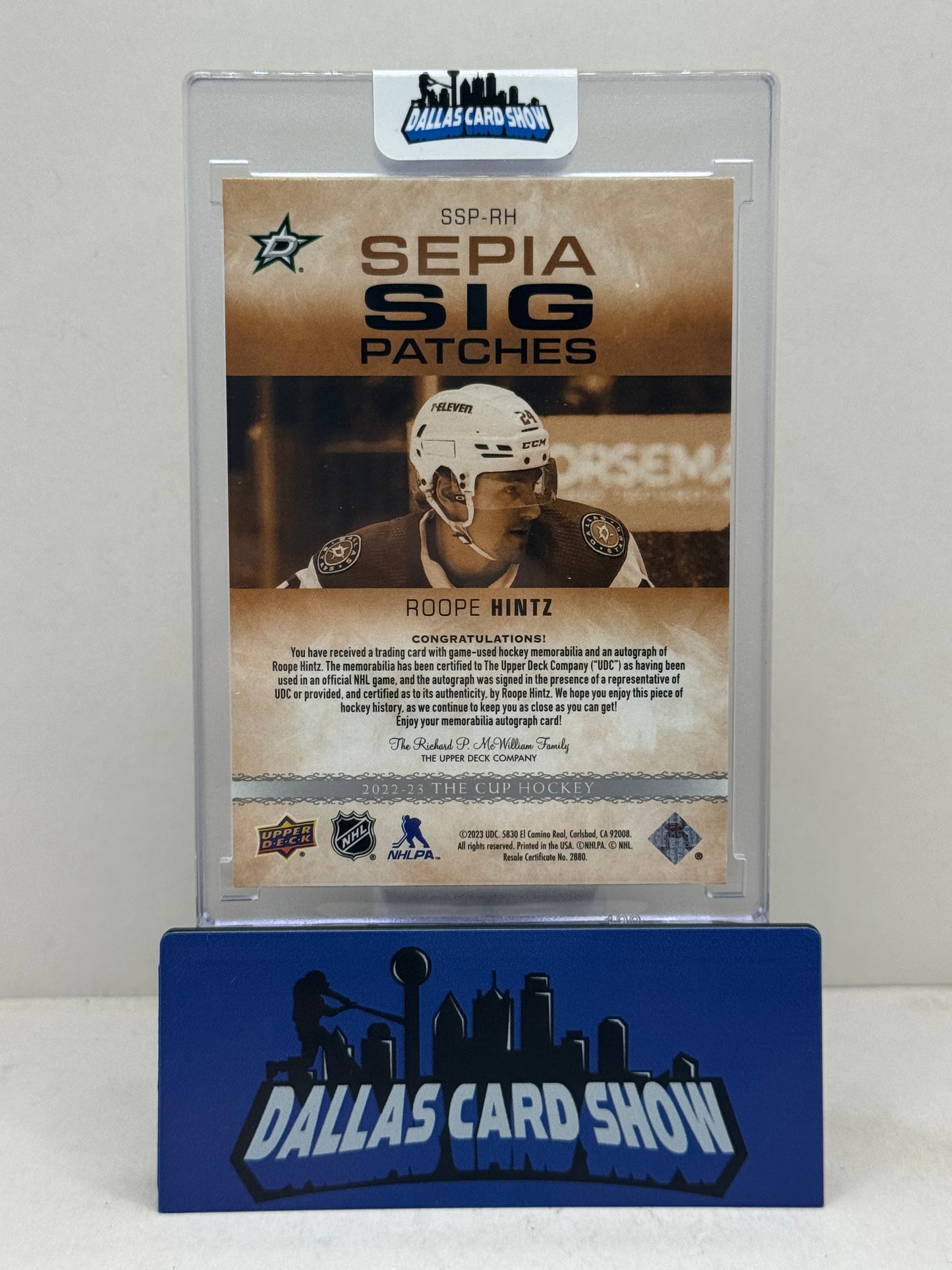 2023 Upper Deck #SSP-RH Roppe Hintz Sepia Sig Patches Autograph /35
