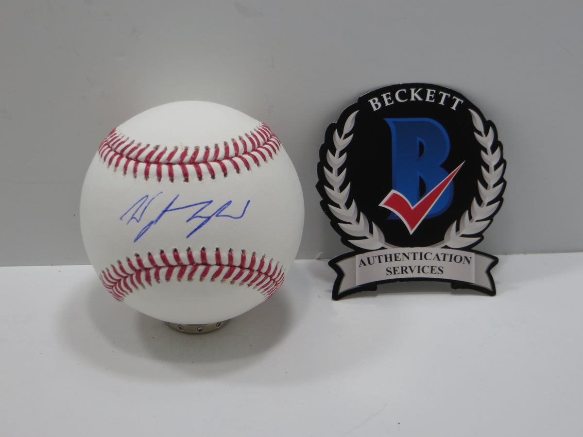 WYATT LANGFORD TEXAS RANGERS SIGNED RAWLINGS OML BASEBALL BAS COA