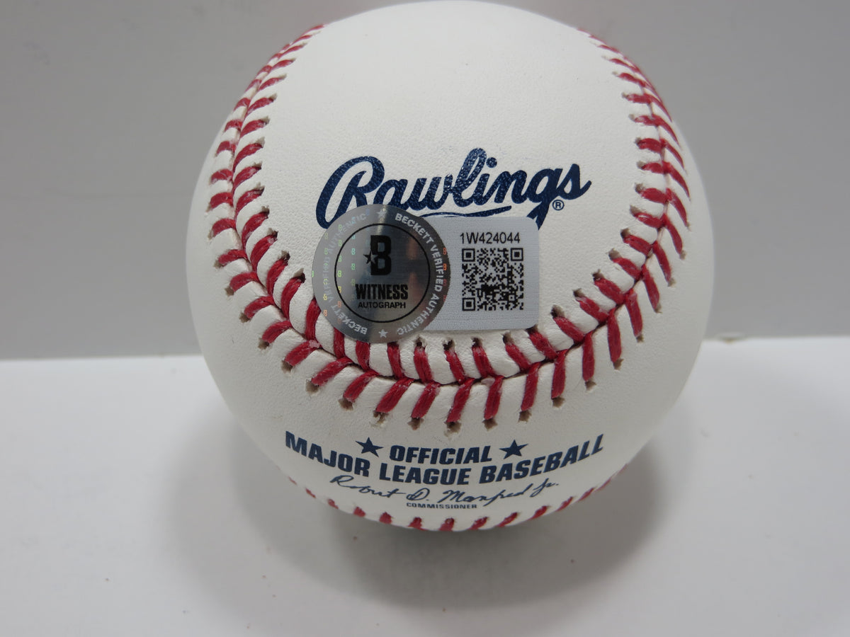 WYATT LANGFORD TEXAS RANGERS SIGNED RAWLINGS OML BASEBALL BAS COA