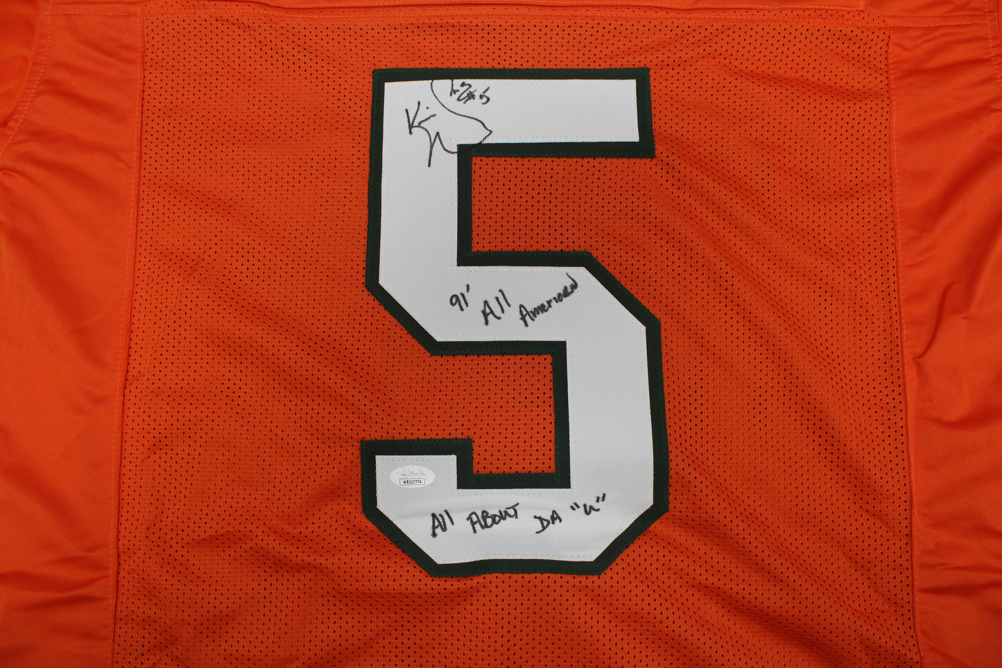 KEVIN WILLIAMS MIAMI HURRICANES SIGNED JERSEY w/INSCs Dallas Cowboys XL BAS