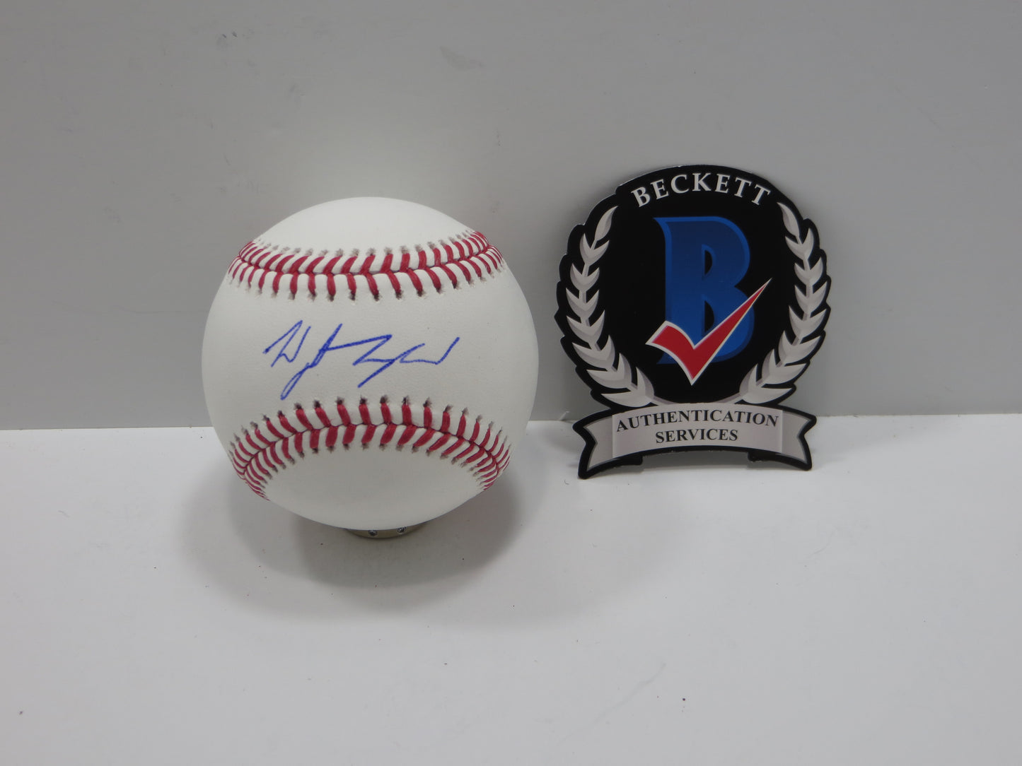 WYATT LANGFORD TEXAS RANGERS SIGNED RAWLINGS OML BASEBALL BAS COA