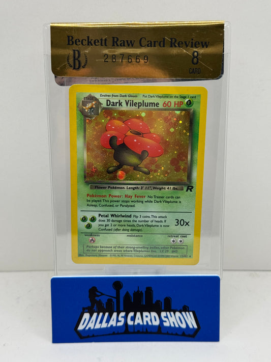 2000 Pokemon Team Rocket Dark Vileplume Holo Rare 13/82 BGS RCR 8
