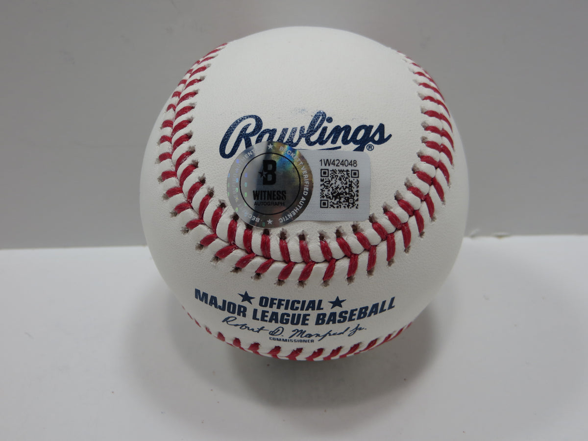 WYATT LANGFORD TEXAS RANGERS SIGNED RAWLINGS OML BASEBALL BAS COA