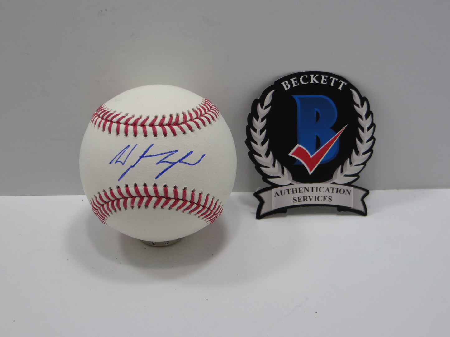 WYATT LANGFORD TEXAS RANGERS SIGNED RAWLINGS OML BASEBALL BAS COA