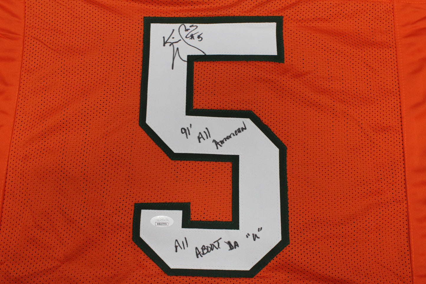 KEVIN WILLIAMS MIAMI HURRICANES SIGNED JERSEY w/INSCs Dallas Cowboys XL BAS