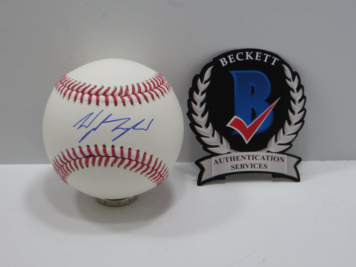 WYATT LANGFORD TEXAS RANGERS SIGNED RAWLINGS OML BASEBALL BAS COA