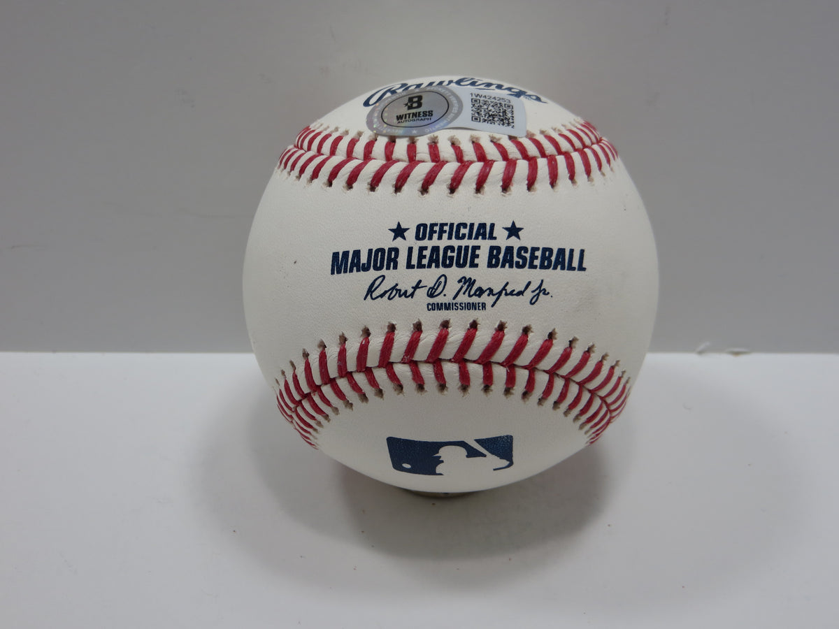 WYATT LANGFORD TEXAS RANGERS SIGNED RAWLINGS OML BASEBALL BAS COA
