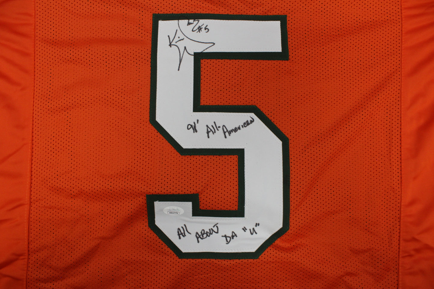 KEVIN WILLIAMS MIAMI HURRICANES SIGNED JERSEY w/INSCs Dallas Cowboys XL BAS