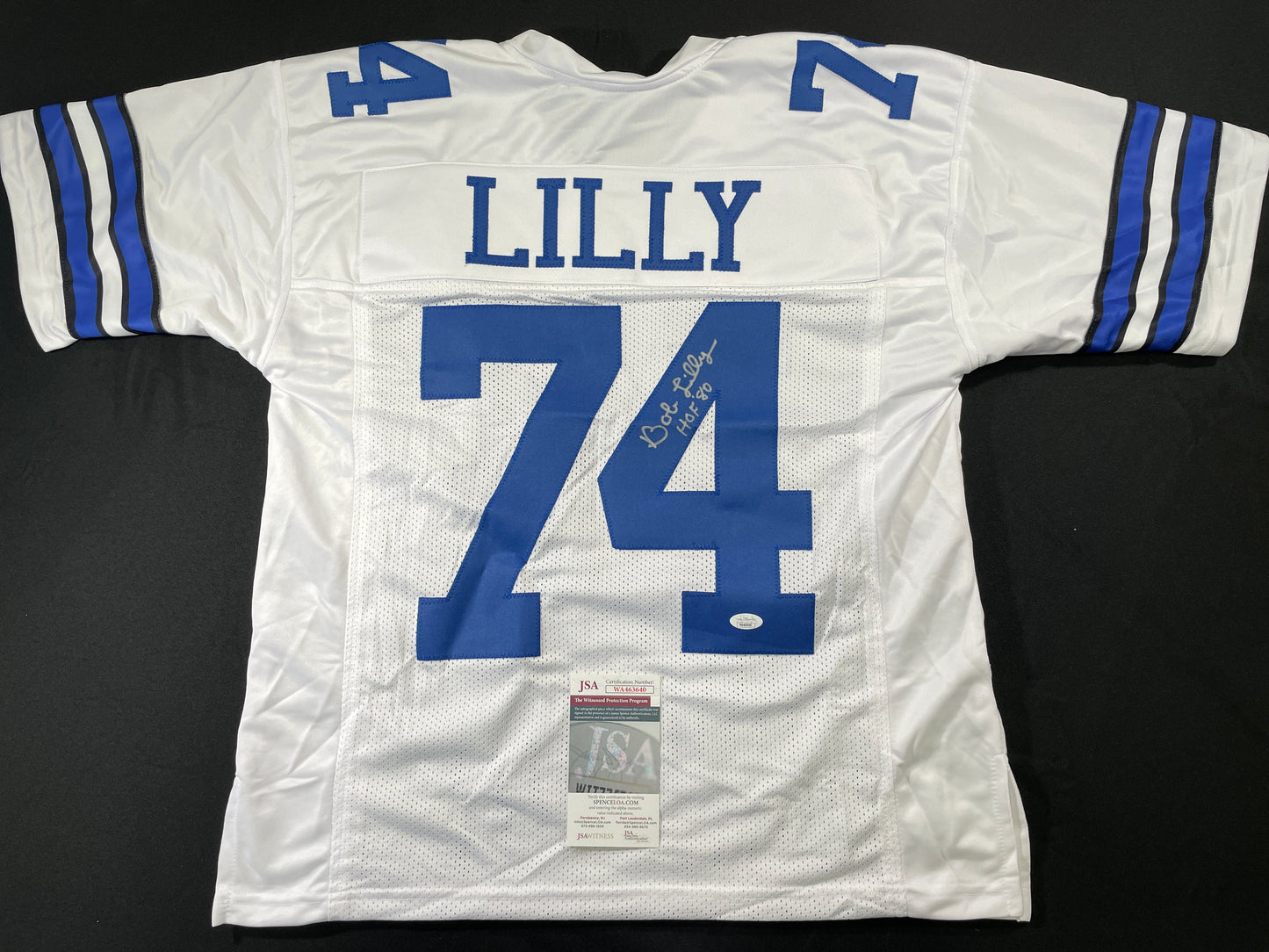 BOB LILLY DALLAS COWBOYS SIGNED HOME JERSEY w/HOF JSA COA