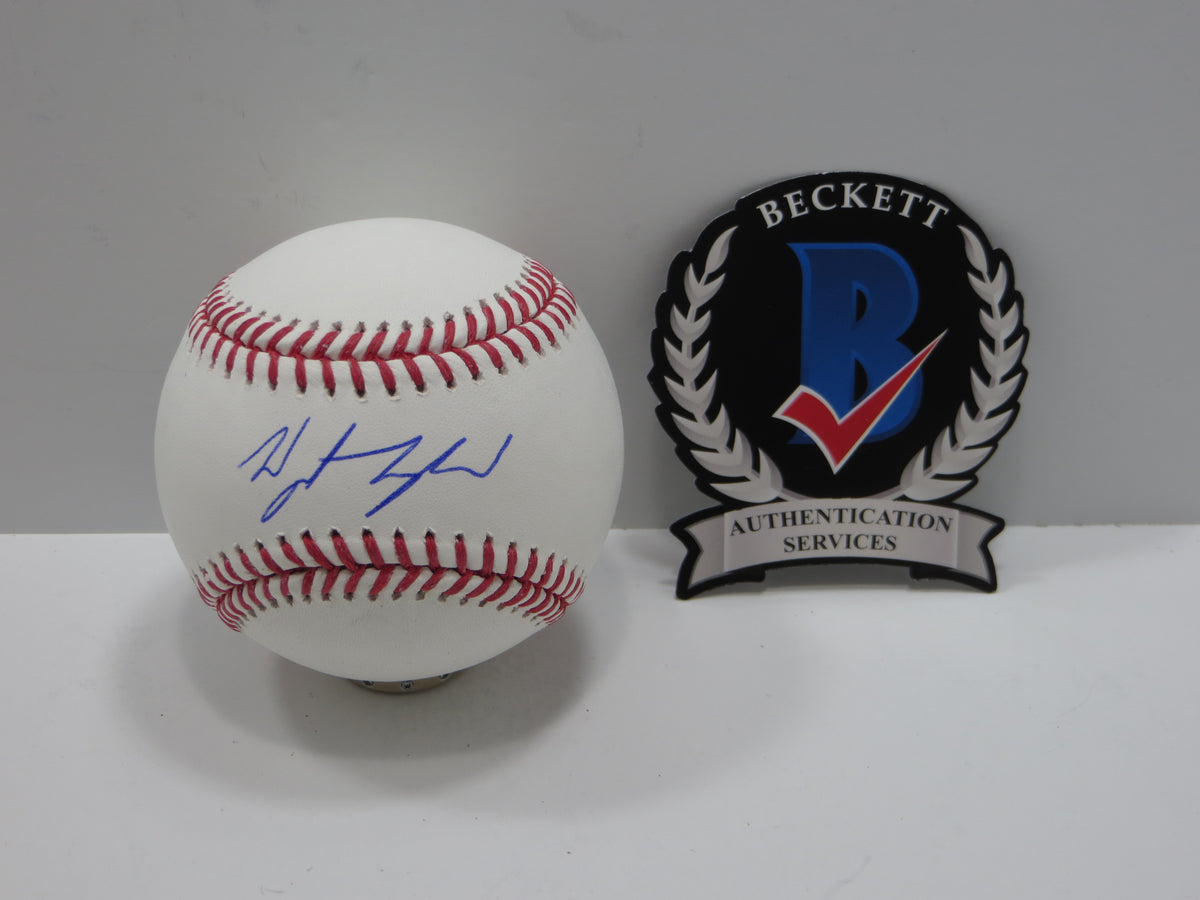WYATT LANGFORD TEXAS RANGERS SIGNED RAWLINGS OML BASEBALL BAS COA