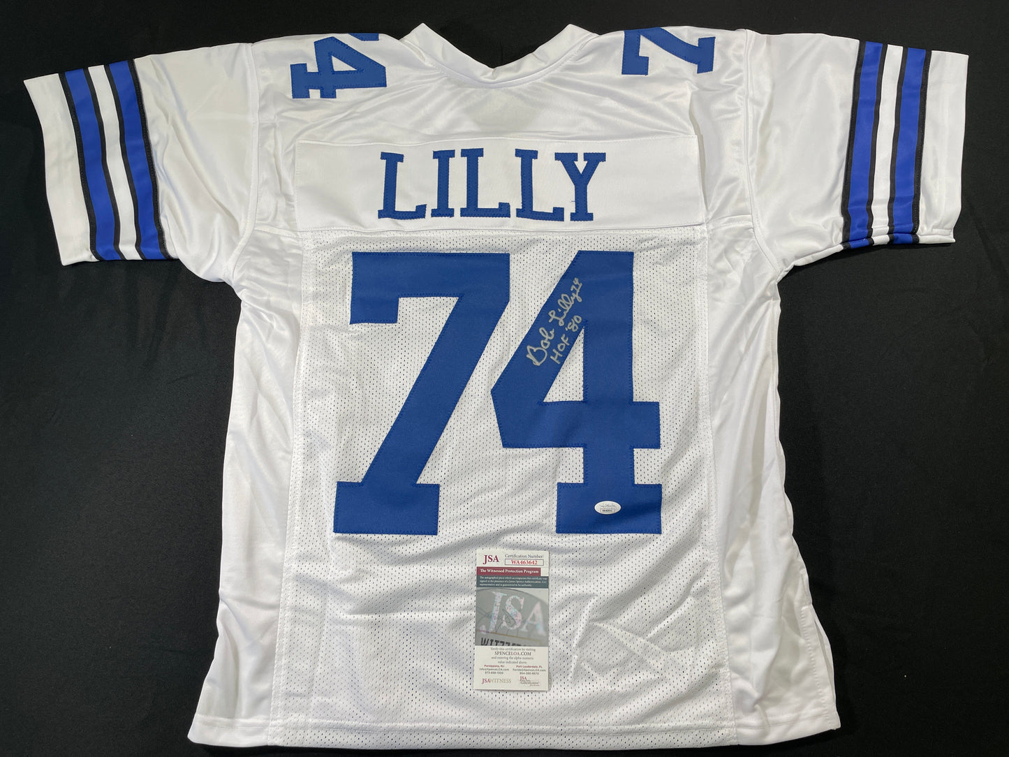 BOB LILLY DALLAS COWBOYS SIGNED HOME JERSEY w/HOF JSA COA