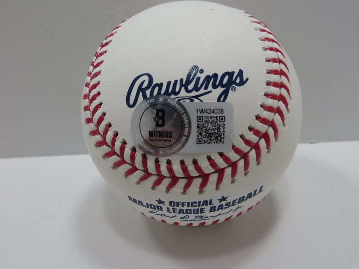 WYATT LANGFORD TEXAS RANGERS SIGNED RAWLINGS OML BASEBALL BAS COA