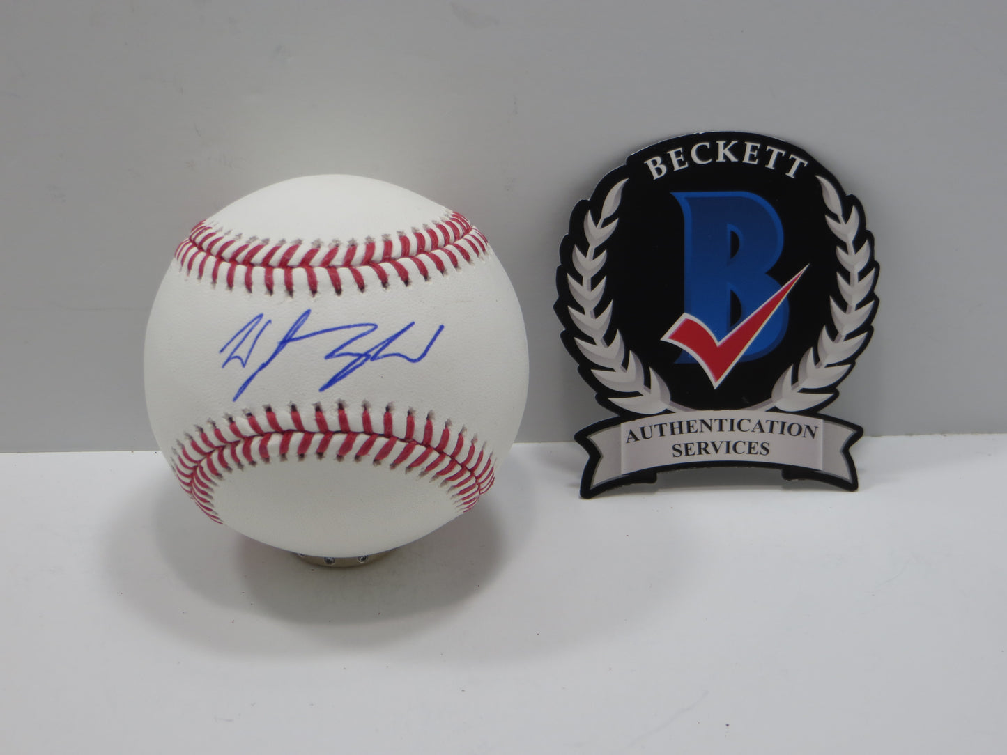 WYATT LANGFORD TEXAS RANGERS SIGNED RAWLINGS OML BASEBALL BAS COA