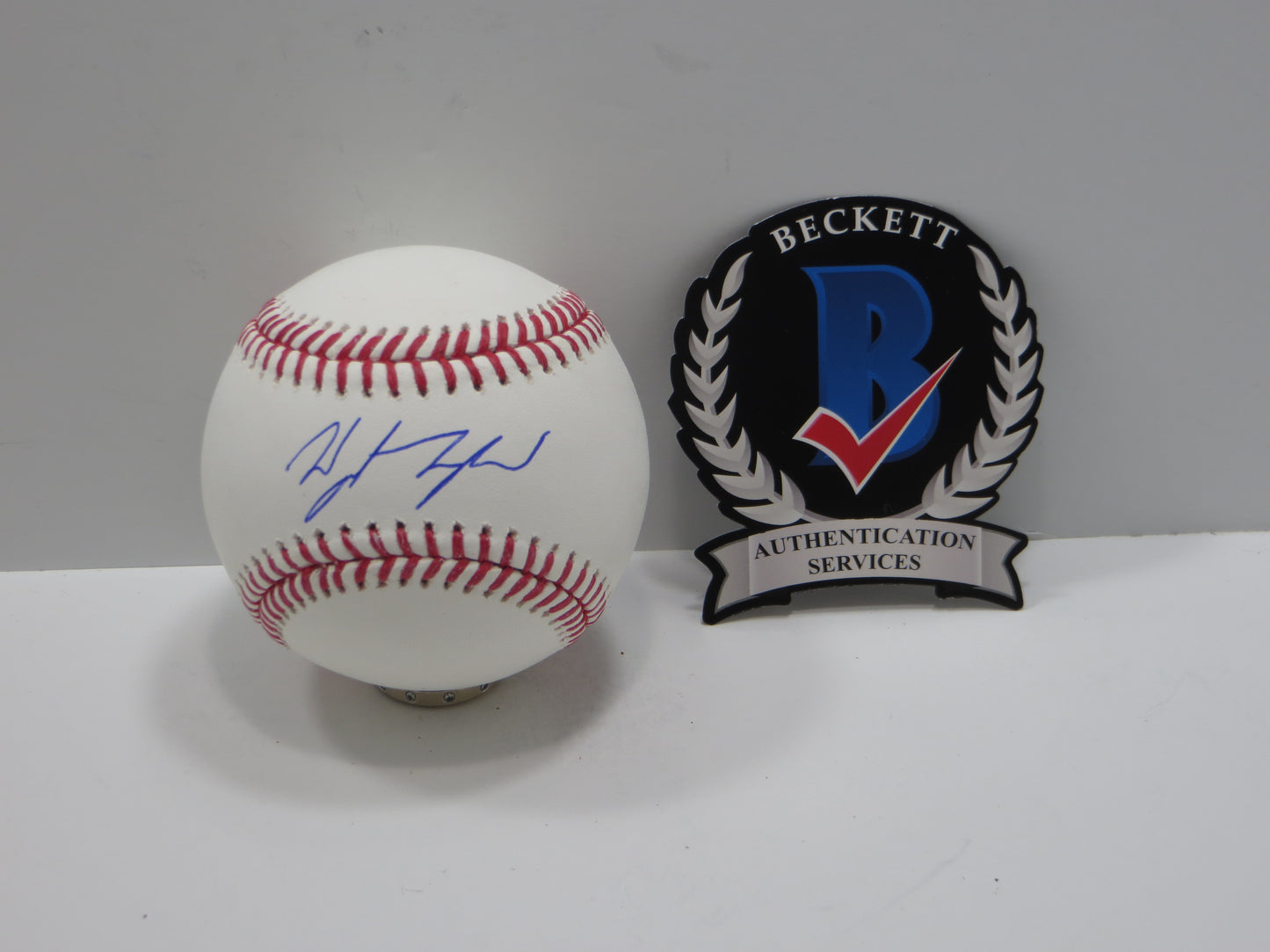 WYATT LANGFORD TEXAS RANGERS SIGNED RAWLINGS OML BASEBALL BAS COA