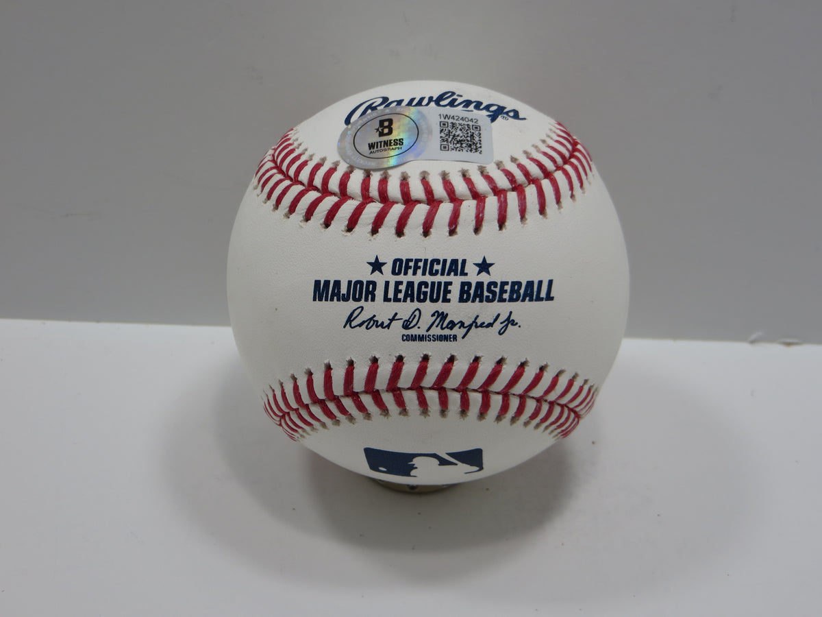 WYATT LANGFORD TEXAS RANGERS SIGNED RAWLINGS OML BASEBALL BAS COA