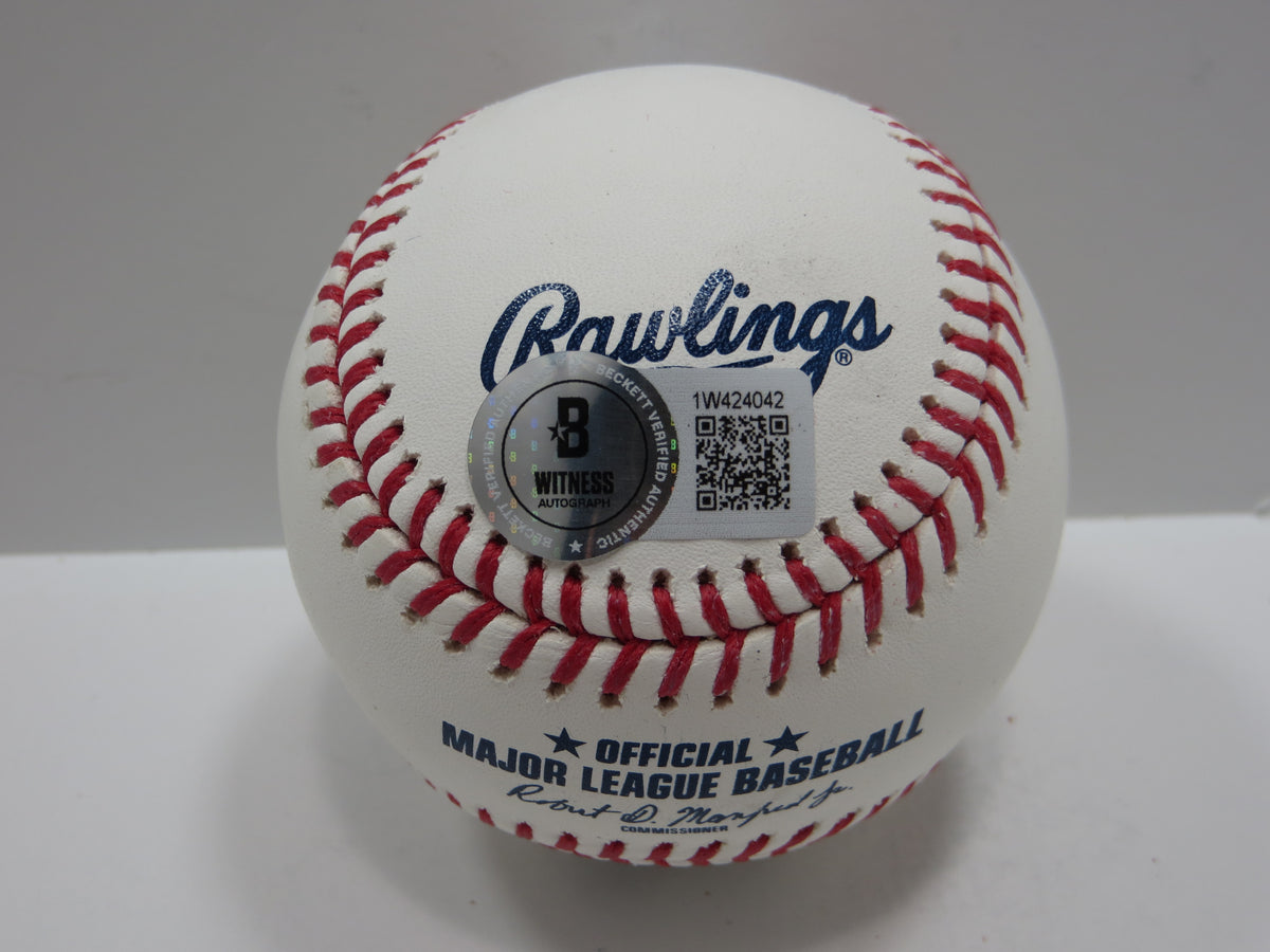 WYATT LANGFORD TEXAS RANGERS SIGNED RAWLINGS OML BASEBALL BAS COA