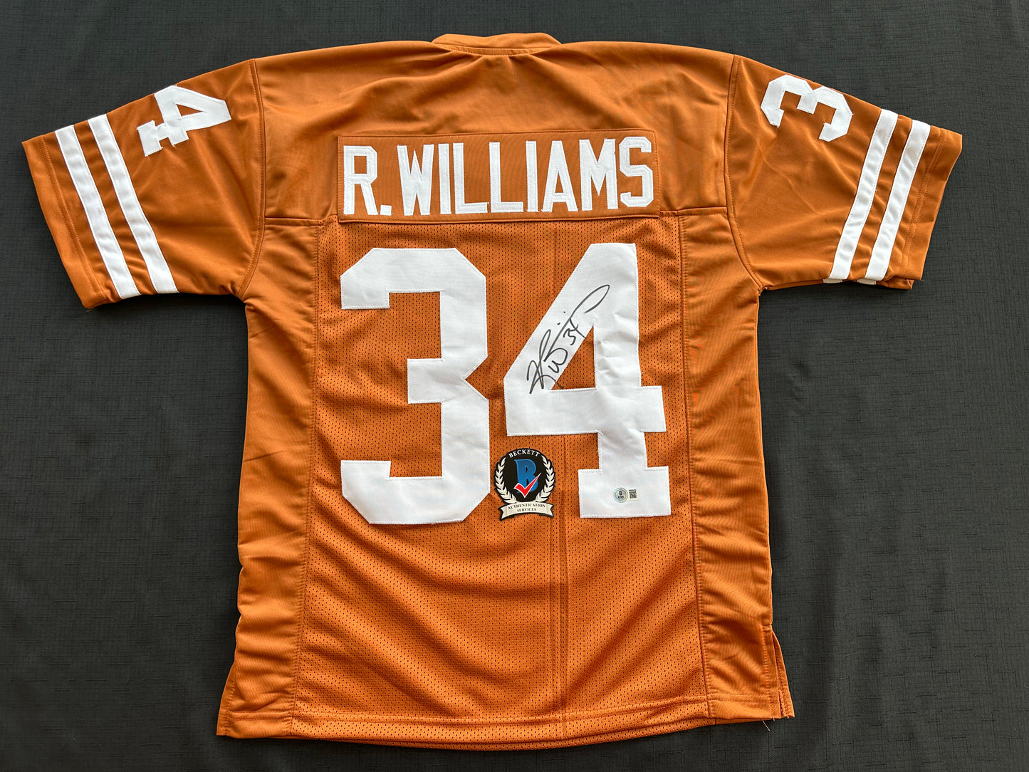 RICKY WILLIAMS SIGNED ORANGE FOOTBALL JERSEY Texas Longhorns Medium BAS COA