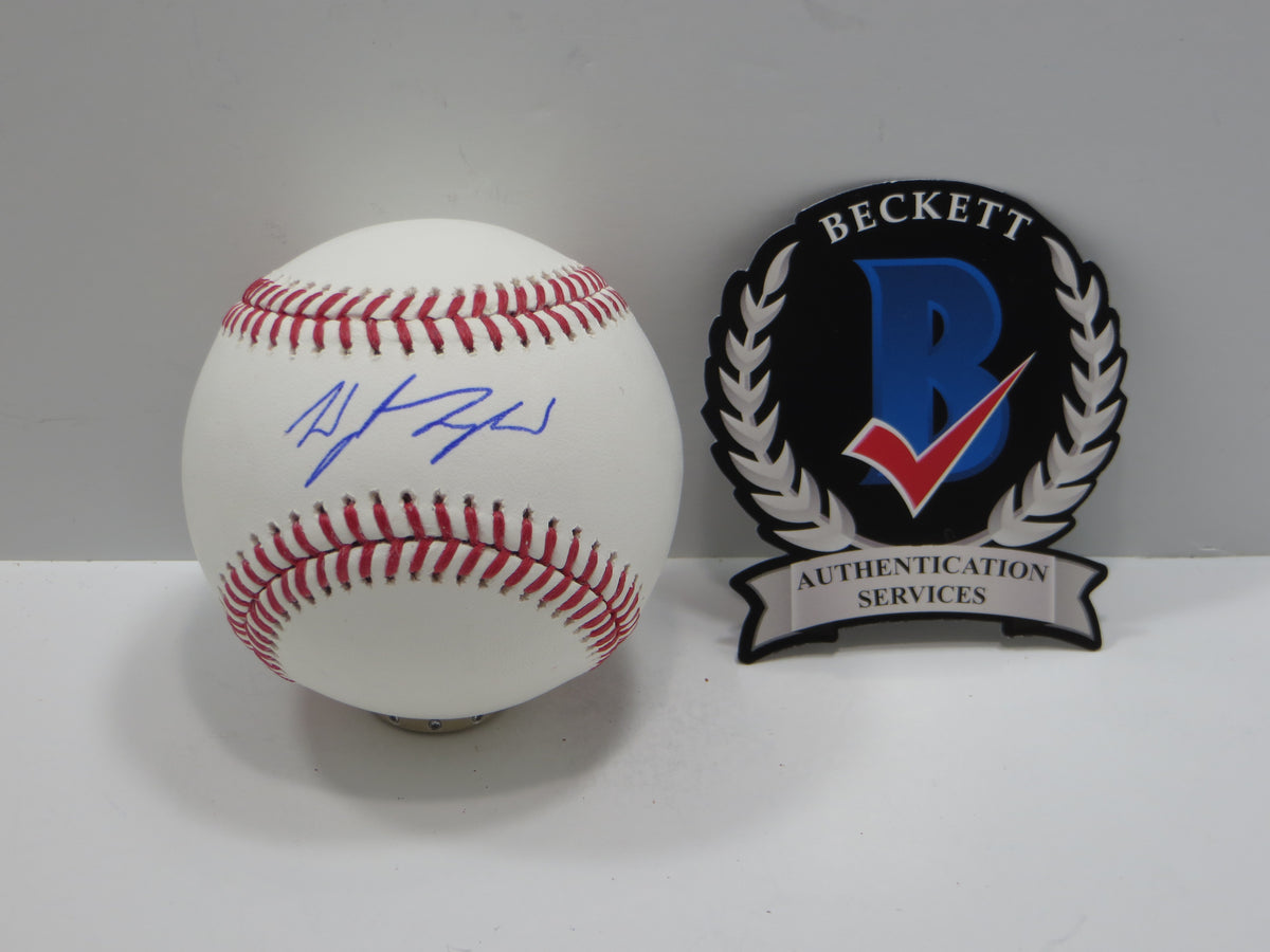WYATT LANGFORD TEXAS RANGERS SIGNED RAWLINGS OML BASEBALL BAS COA