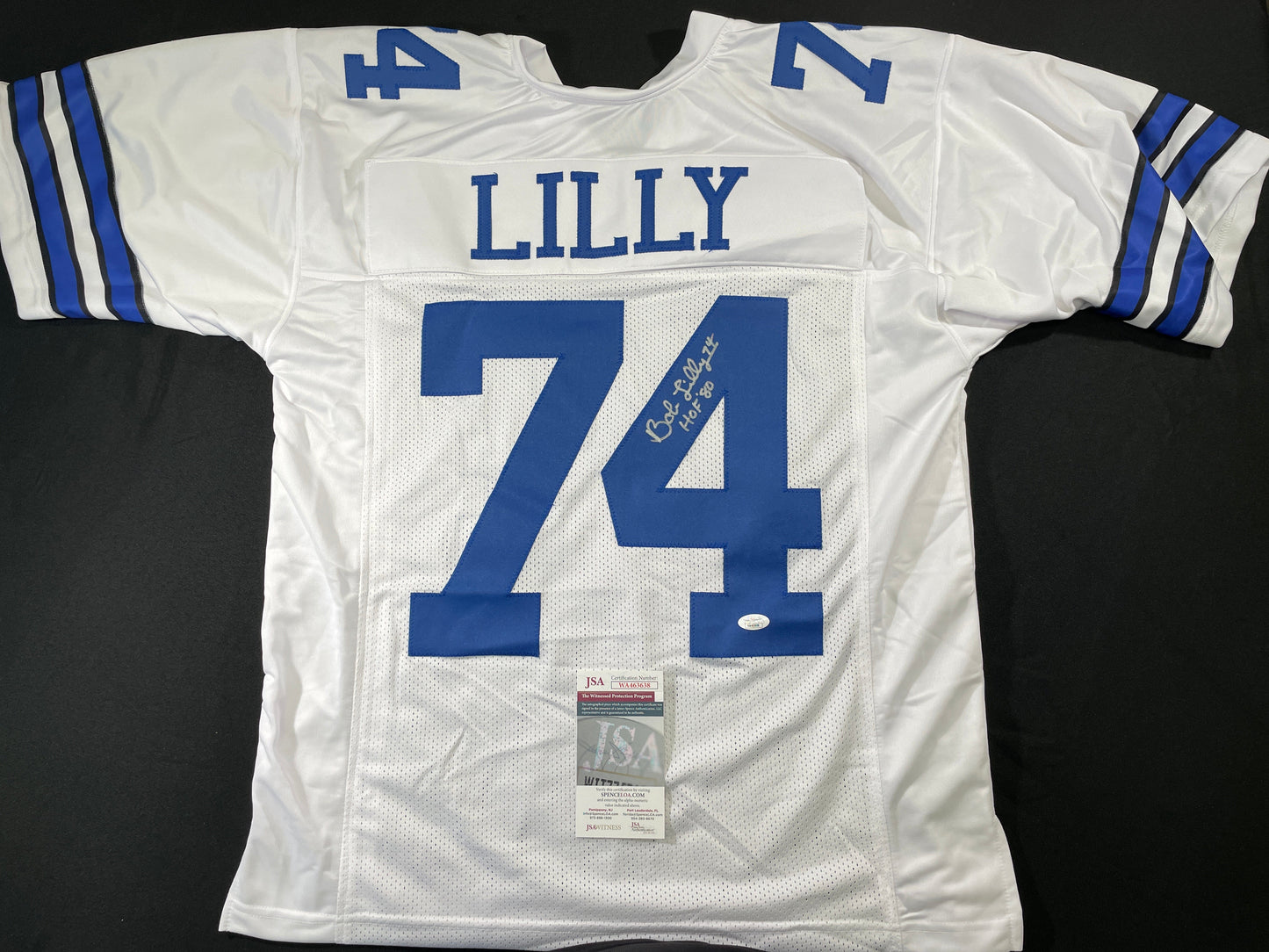BOB LILLY DALLAS COWBOYS SIGNED HOME JERSEY w/HOF JSA COA