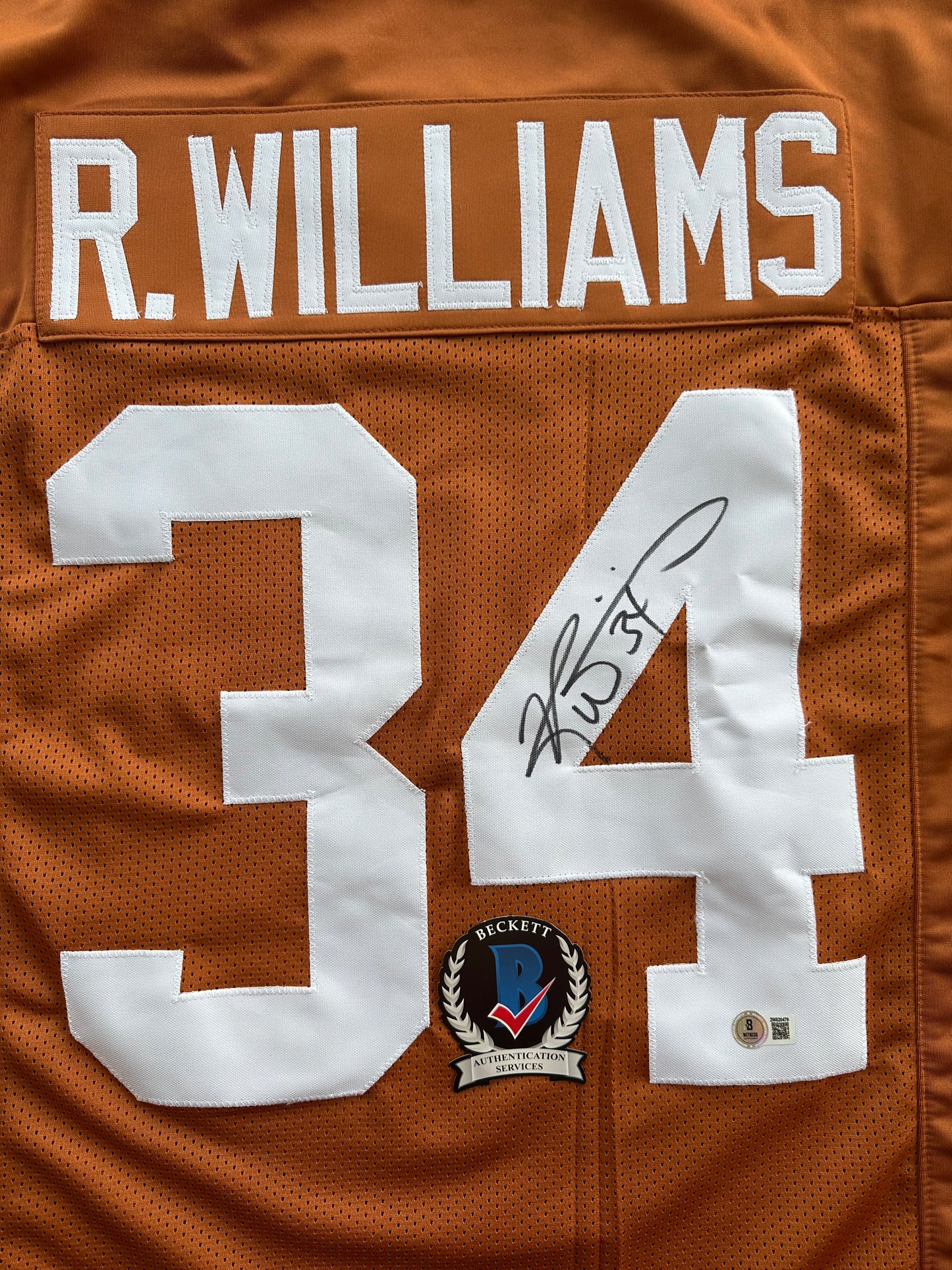 RICKY WILLIAMS SIGNED ORANGE FOOTBALL JERSEY Texas Longhorns Medium BAS COA