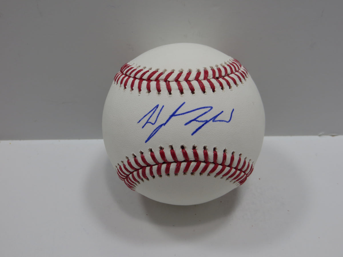 WYATT LANGFORD TEXAS RANGERS SIGNED RAWLINGS OML BASEBALL BAS COA
