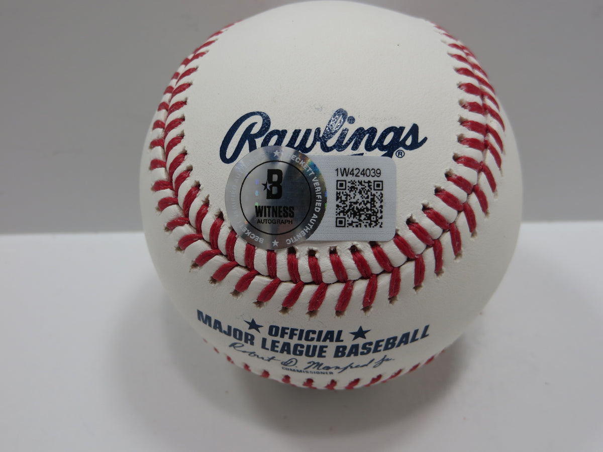 WYATT LANGFORD TEXAS RANGERS SIGNED RAWLINGS OML BASEBALL BAS COA