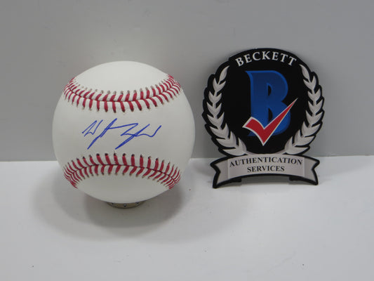 WYATT LANGFORD TEXAS RANGERS SIGNED RAWLINGS OML BASEBALL BAS COA