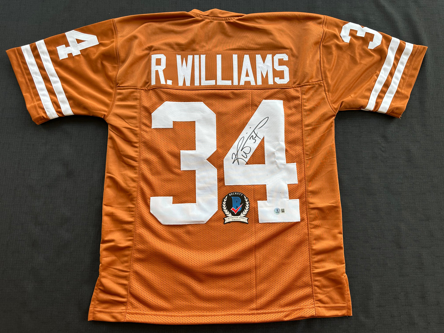 RICKY WILLIAMS SIGNED ORANGE FOOTBALL JERSEY Texas Longhorns Medium BAS COA