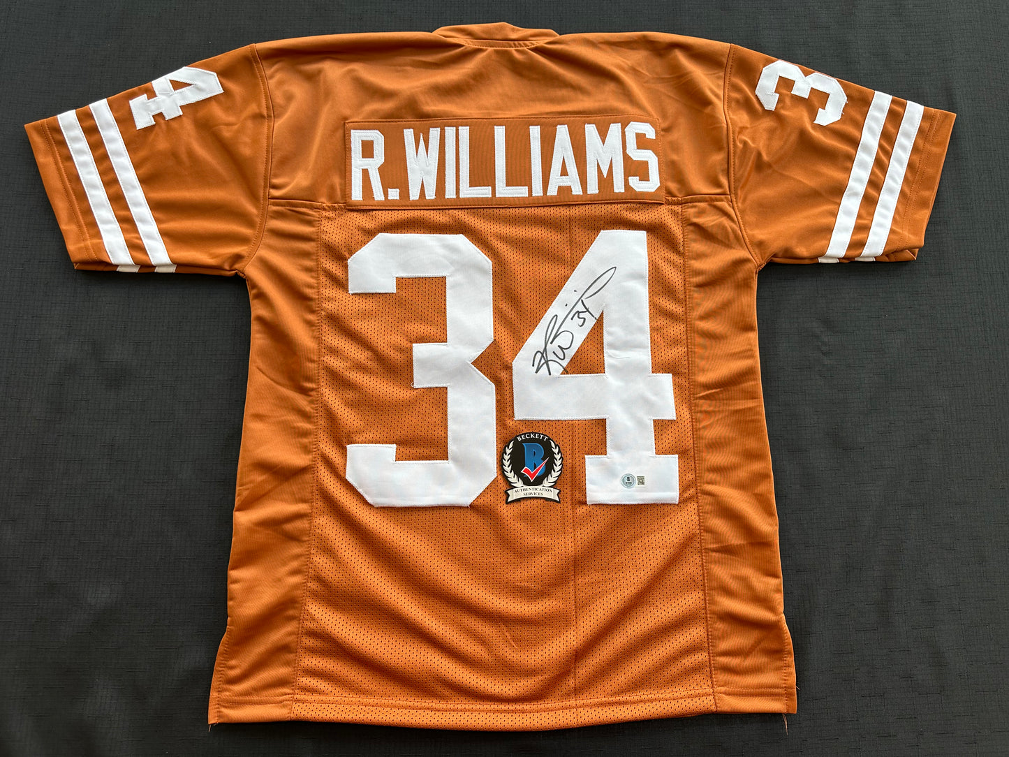 RICKY WILLIAMS SIGNED ORANGE FOOTBALL JERSEY Texas Longhorns Medium BAS COA