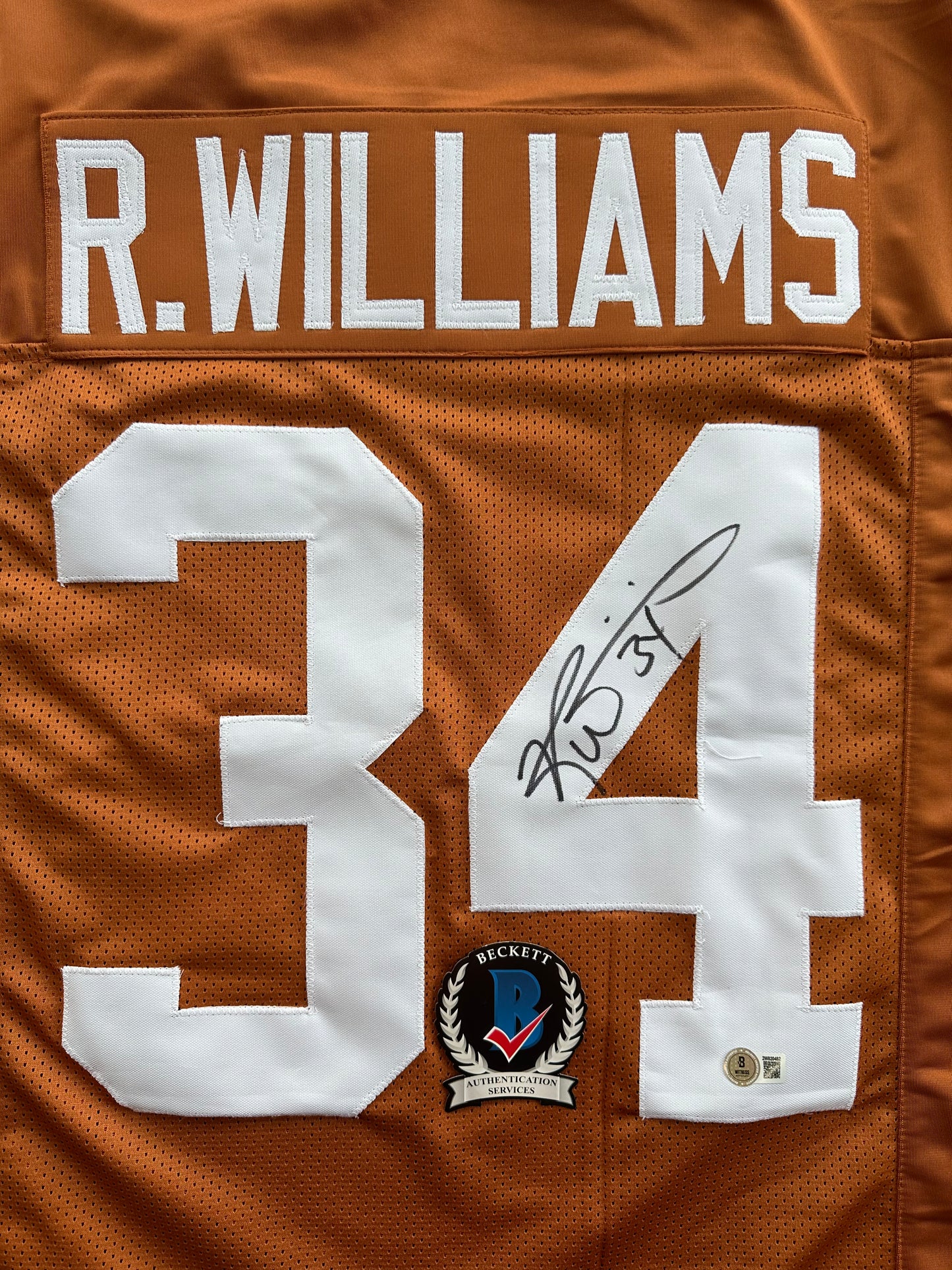 RICKY WILLIAMS SIGNED ORANGE FOOTBALL JERSEY Texas Longhorns Medium BAS COA