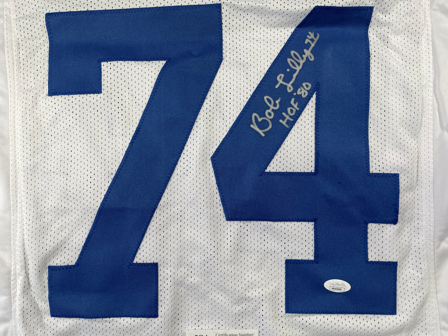 BOB LILLY DALLAS COWBOYS SIGNED HOME JERSEY w/HOF JSA COA
