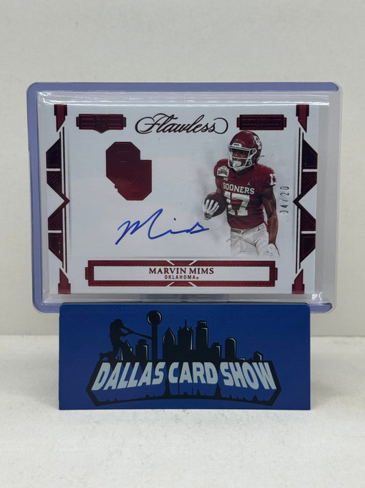 2023 Flawless Collegiate #TLS-MM Marvin Mims Ruby Rookie Autograph /20