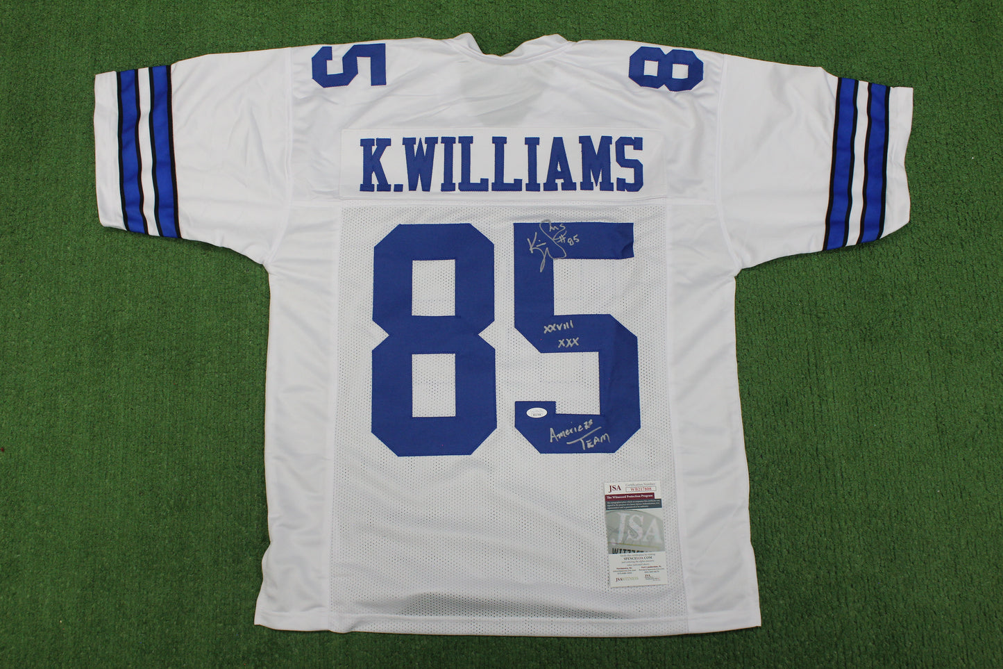 KEVIN WILLIAMS DALLAS COWBOYS SIGNED JERSEY Hurricanes w/INSCs L JSA