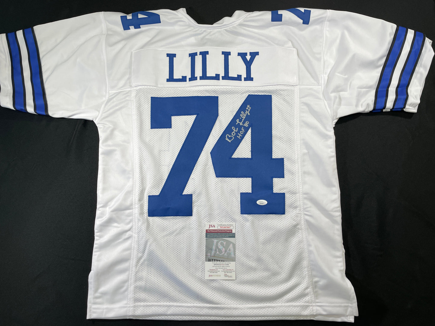 BOB LILLY DALLAS COWBOYS SIGNED HOME JERSEY w/HOF JSA COA