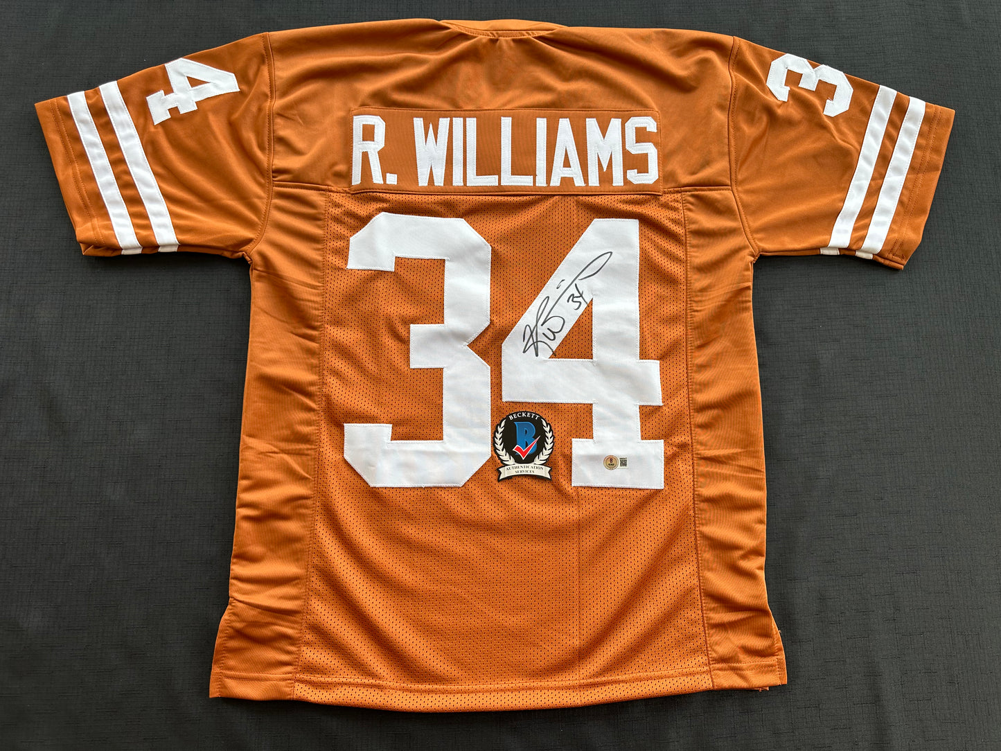 RICKY WILLIAMS SIGNED ORANGE FOOTBALL JERSEY Texas Longhorns Medium BAS COA