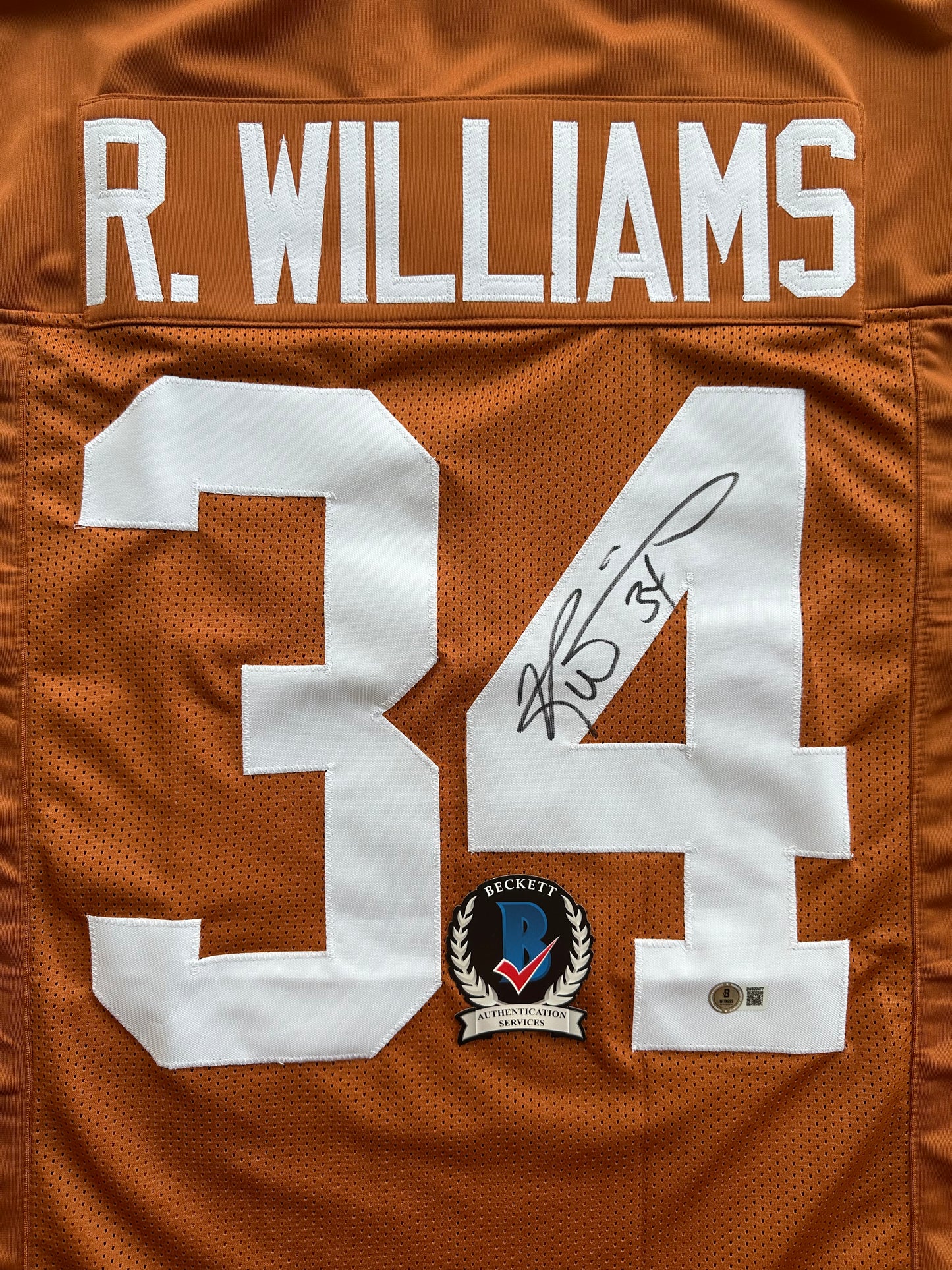 RICKY WILLIAMS SIGNED ORANGE FOOTBALL JERSEY Texas Longhorns Medium BAS COA