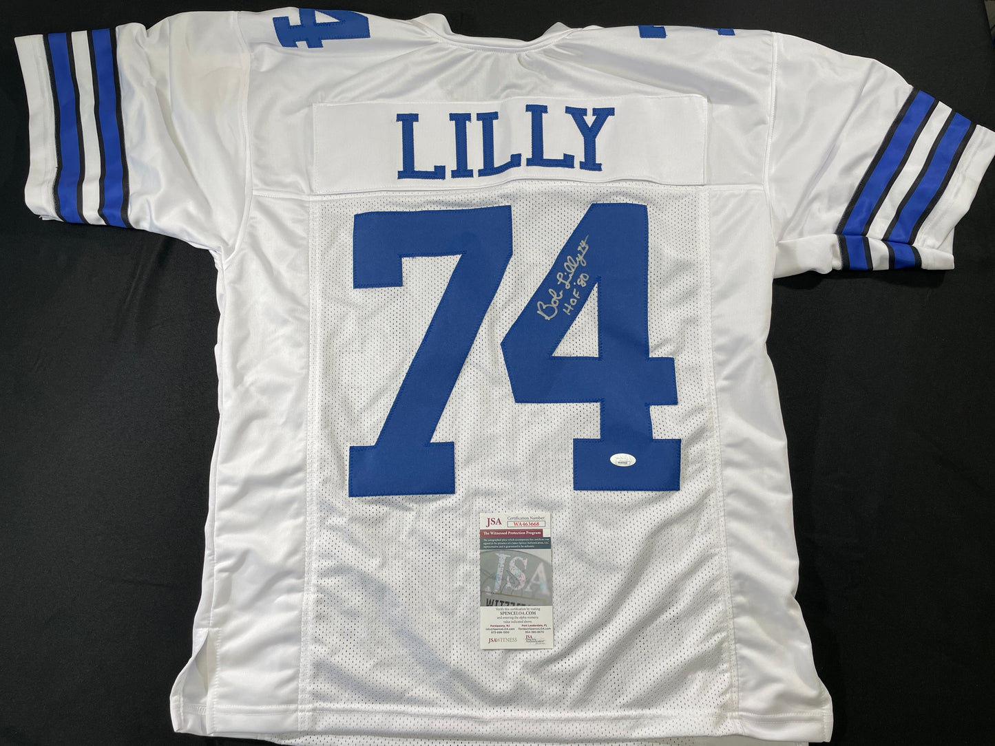 BOB LILLY DALLAS COWBOYS SIGNED HOME JERSEY w/HOF JSA COA