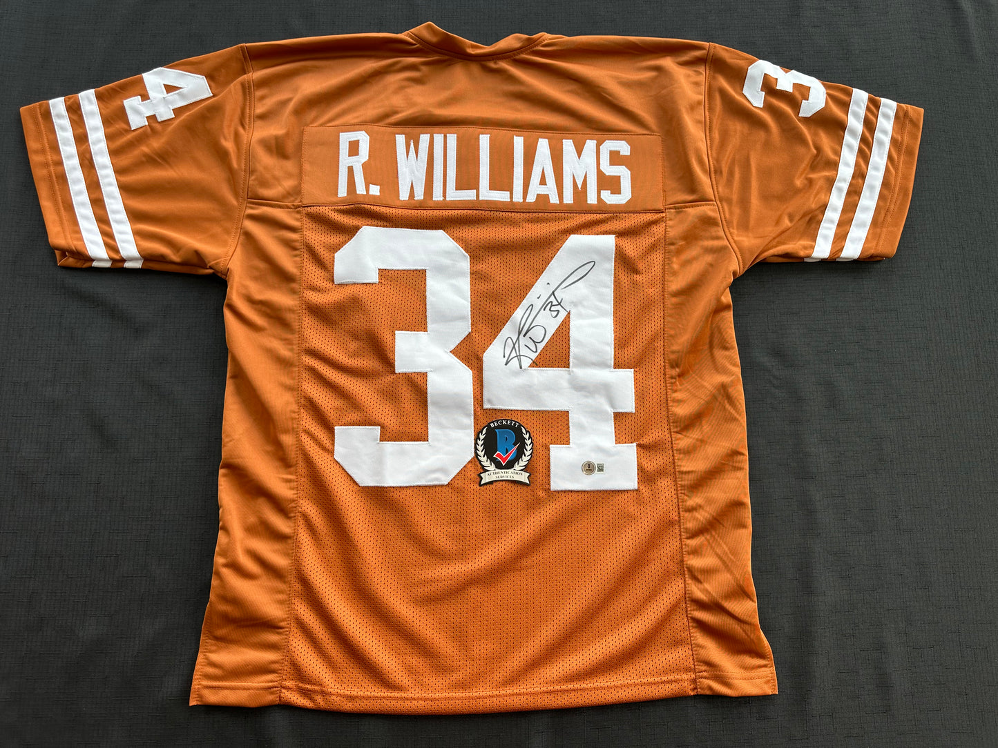 RICKY WILLIAMS SIGNED ORANGE FOOTBALL JERSEY Texas Longhorns Large BAS COA