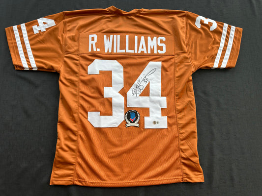RICKY WILLIAMS SIGNED ORANGE FOOTBALL JERSEY Texas Longhorns Large BAS COA