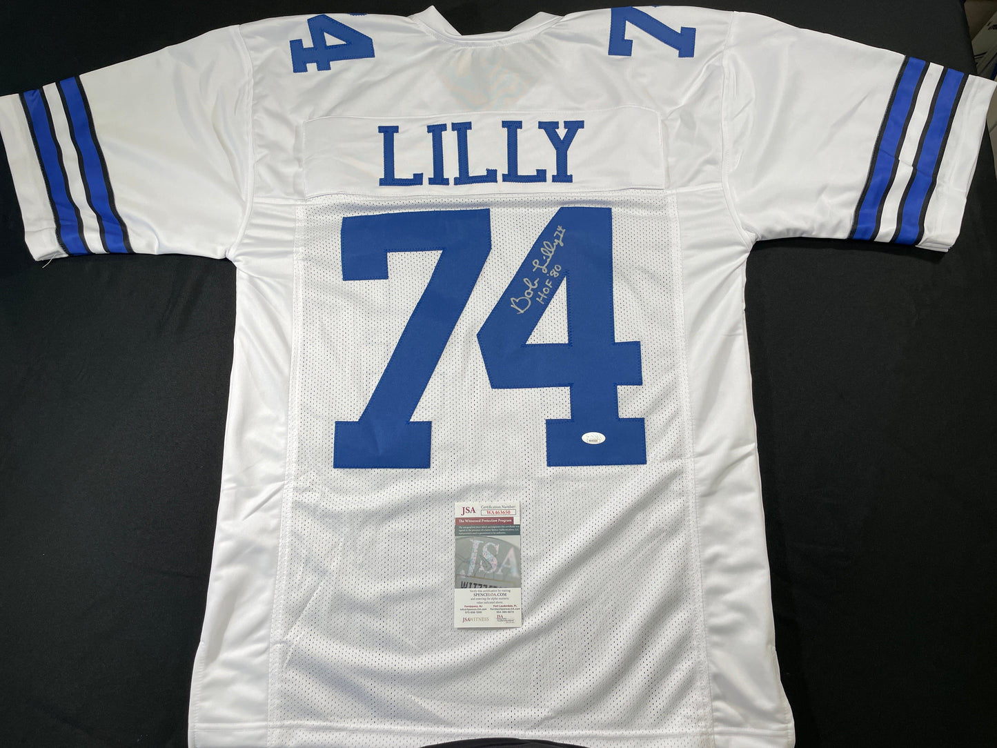 BOB LILLY DALLAS COWBOYS SIGNED HOME JERSEY w/HOF JSA COA