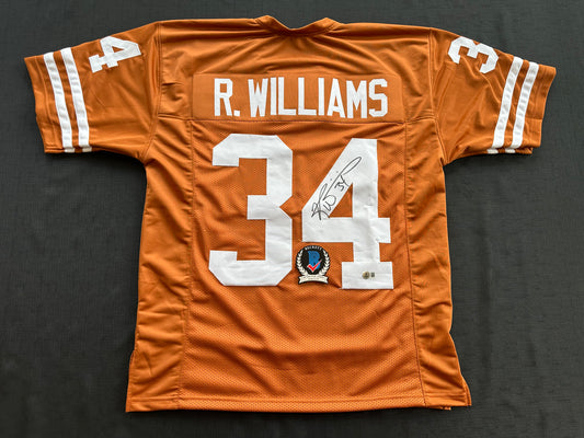 RICKY WILLIAMS SIGNED ORANGE FOOTBALL JERSEY Texas Longhorns Large BAS COA