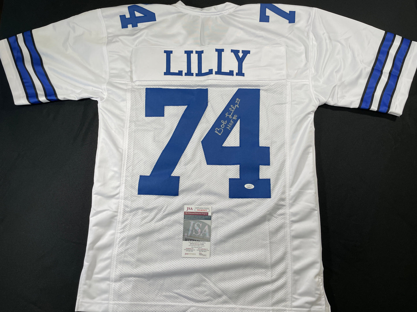 BOB LILLY DALLAS COWBOYS SIGNED HOME JERSEY w/HOF JSA COA