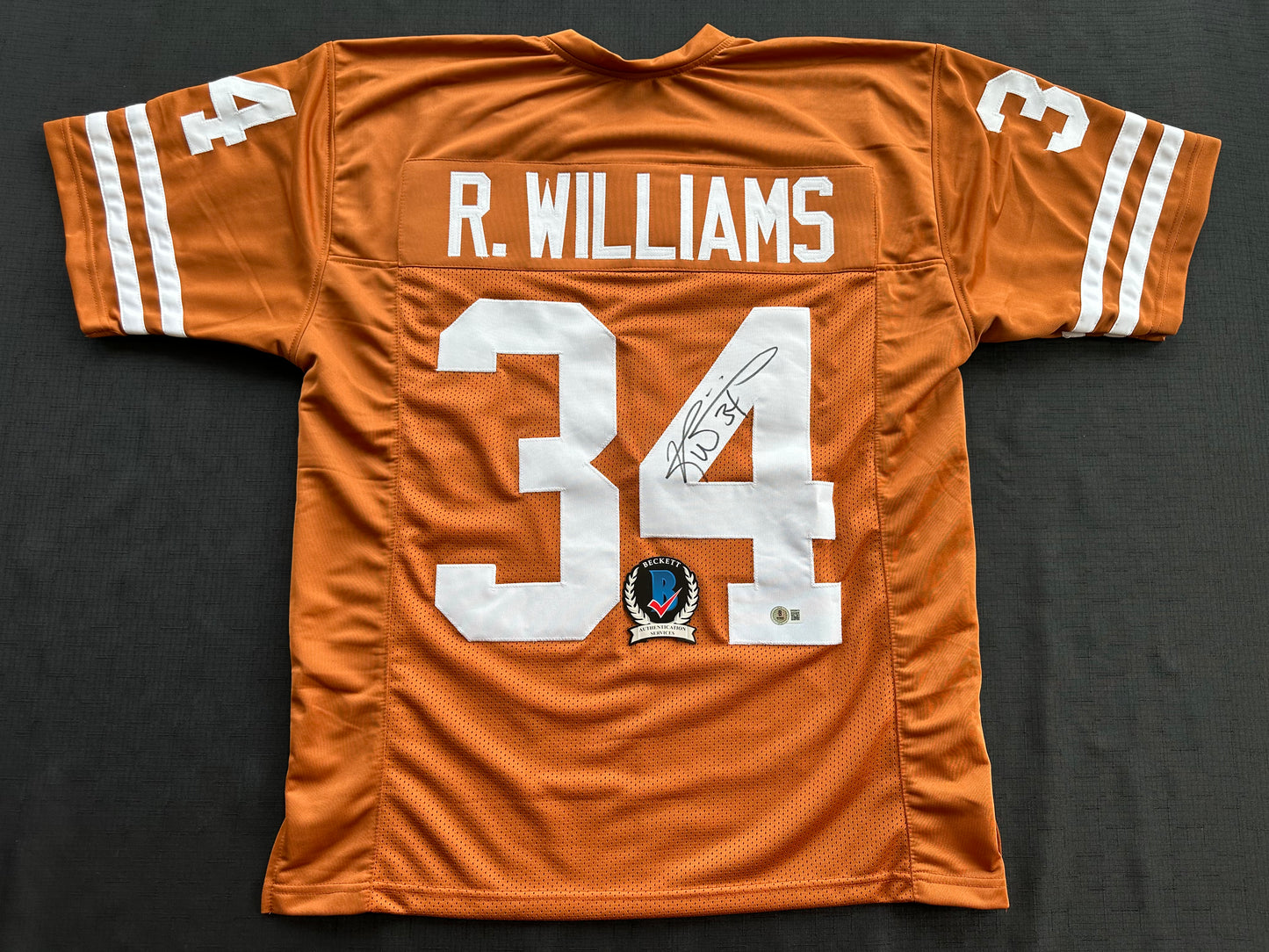 RICKY WILLIAMS SIGNED ORANGE FOOTBALL JERSEY Texas Longhorns Large BAS COA