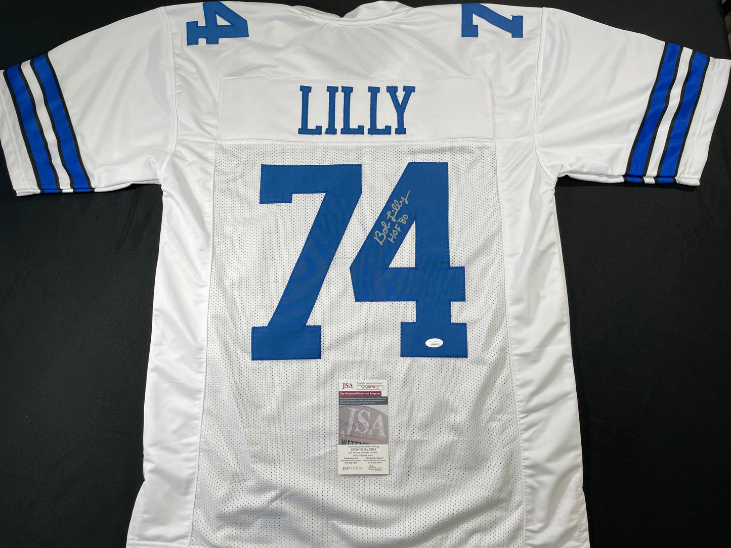 BOB LILLY DALLAS COWBOYS SIGNED HOME JERSEY w/HOF JSA COA