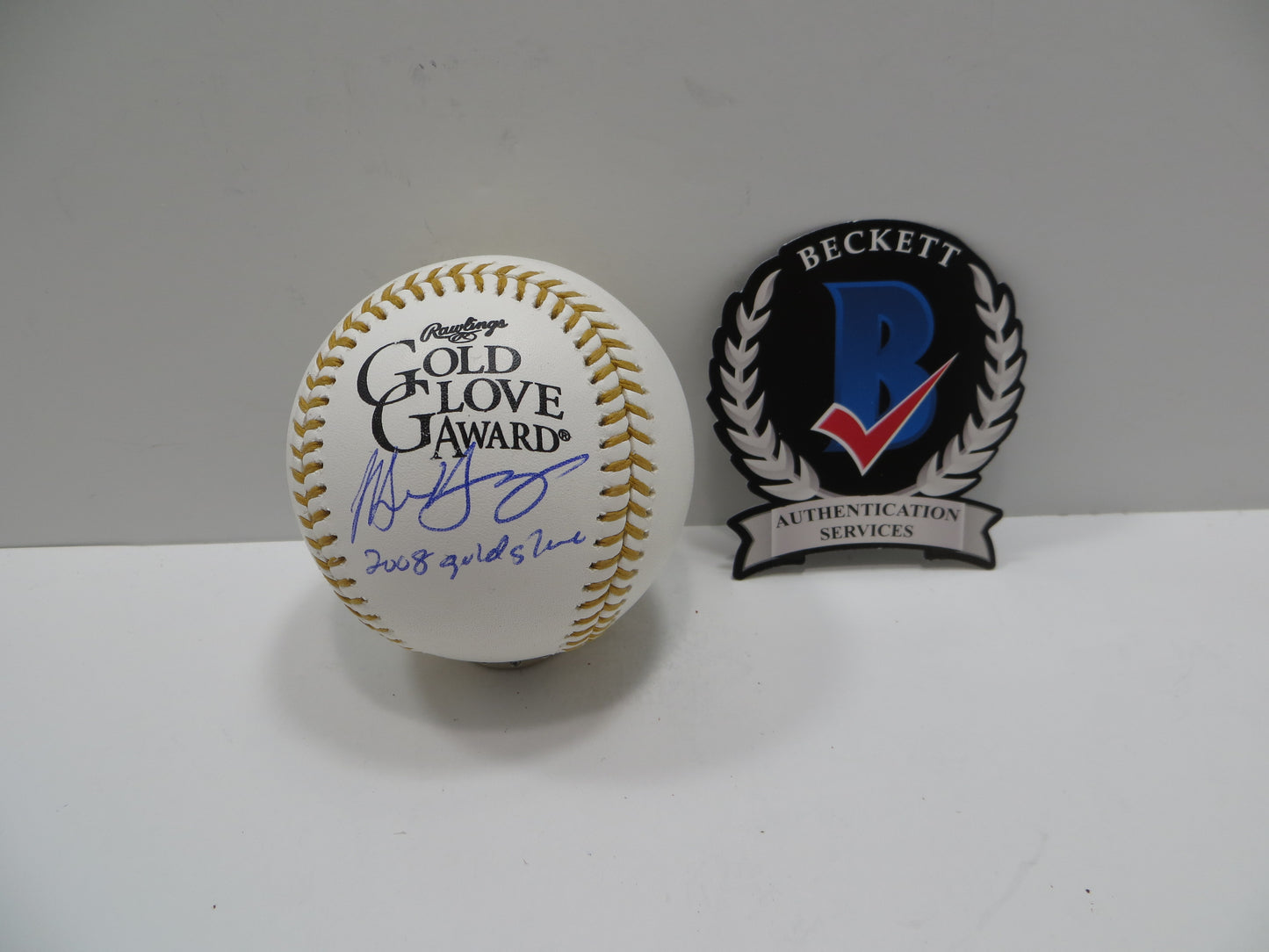 MICHAEL YOUNG SIGNED RAWLINGS GOLD GLOVE BASEBALL TEXAS RANGERS JSA