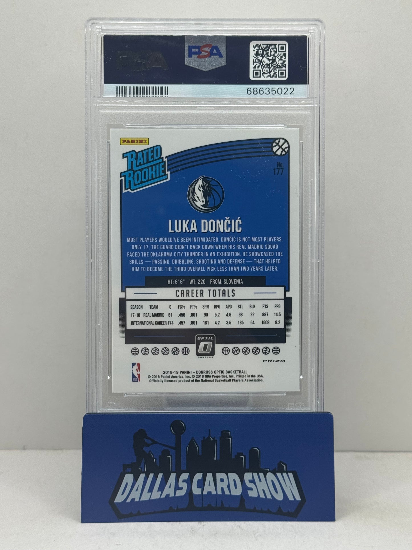 2018 Panini Optic #177 Luka Doncic Shock Rated Rookie PSA 10