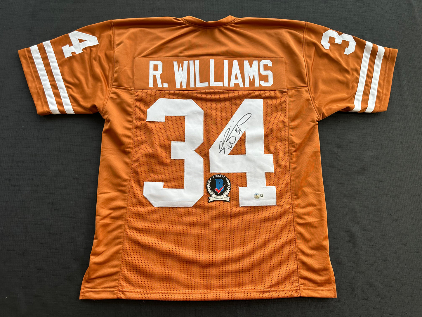 RICKY WILLIAMS SIGNED ORANGE FOOTBALL JERSEY Texas Longhorns Large BAS COA
