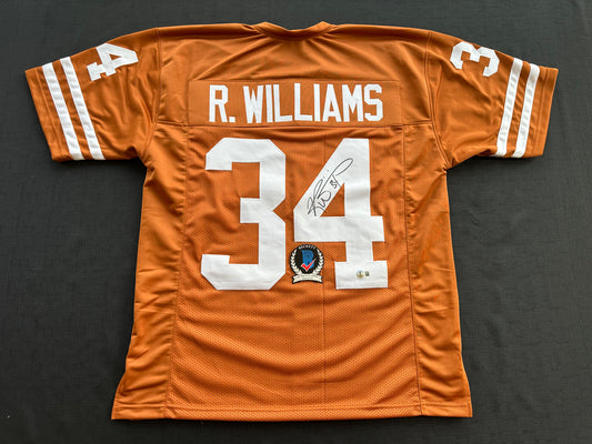 RICKY WILLIAMS SIGNED ORANGE FOOTBALL JERSEY Texas Longhorns Large BAS COA